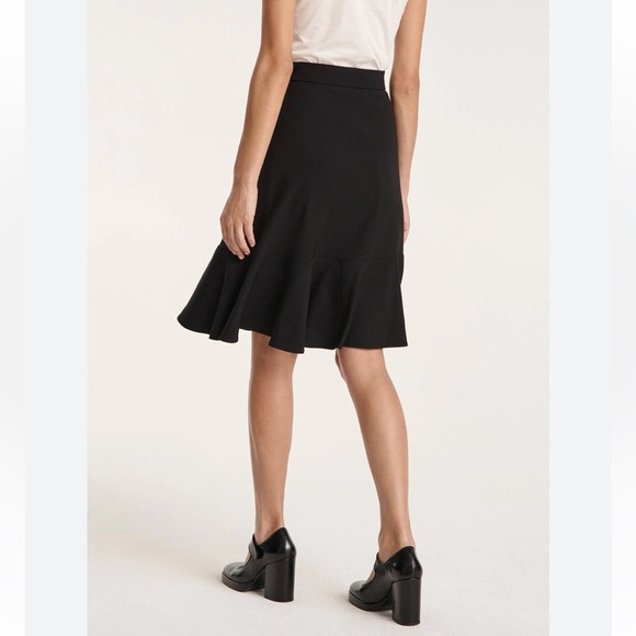 The Kooples Flared long black skirt in wool Elegant Black Women's Skirt - Picture 3 of 8